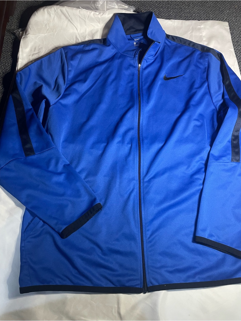 Nike Men's Blue Full-Zip Performance Jacket with Black Trim XXL